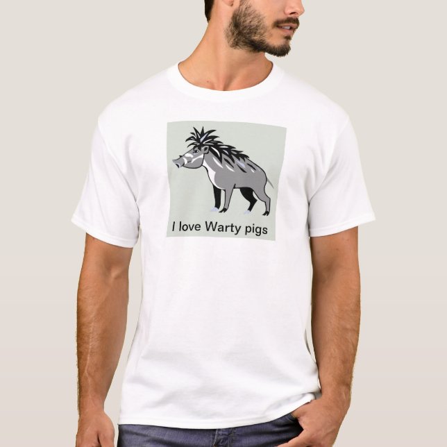 I love WARTY PIGS - Wildlife - Nature -Warthog T-Shirt (Front)