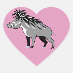 I love Warty PIGS - Wildlife -Warthog - Pink Heart Sticker