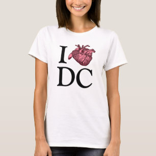 I Love Wash, DC with anatomically correct heart T-Shirt