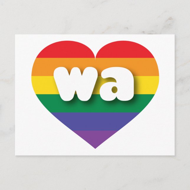 I Love Washington State Rainbow Heart Postcard (Front)