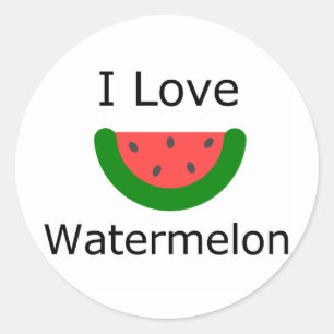 I Love Watermelon Classic Round Sticker