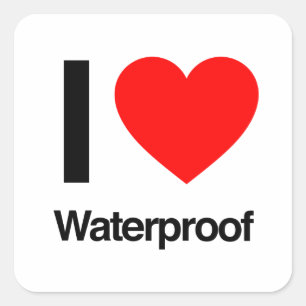 i love waterproof square sticker