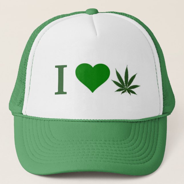 i love weed trucker hat (Front)