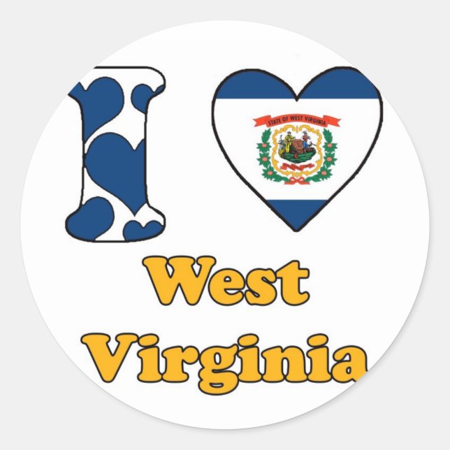 I love West Virginia Classic Round Sticker (Front)