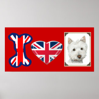 I love Westie Dog, Union Jack Poster