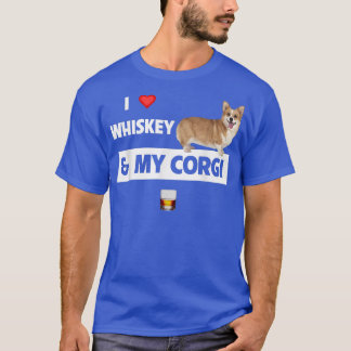 I Love Whiskey and My Corgi Mum Dad Dog Drinking S T-Shirt