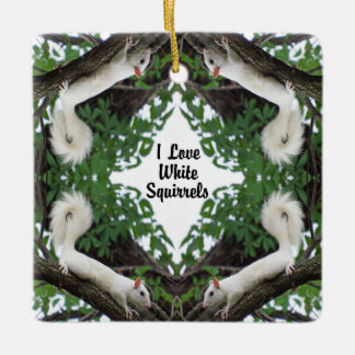 I Love White Squirrels Ceramic Ornament
