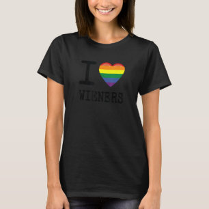I Love Wieners a Rainbow Pride LGBTQ Gay Bisexual T-Shirt