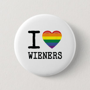 I Love Wieners A Rainbow Pride Lgbtq Gay Biual Hom 6 Cm Round Badge