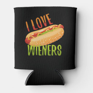 I Love Wieners Grilling Hotdog Camping Funny Can Cooler