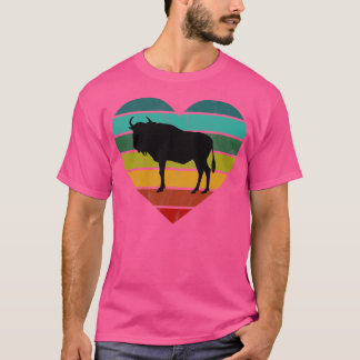 I Love Wildebeest Retro Heart T-Shirt