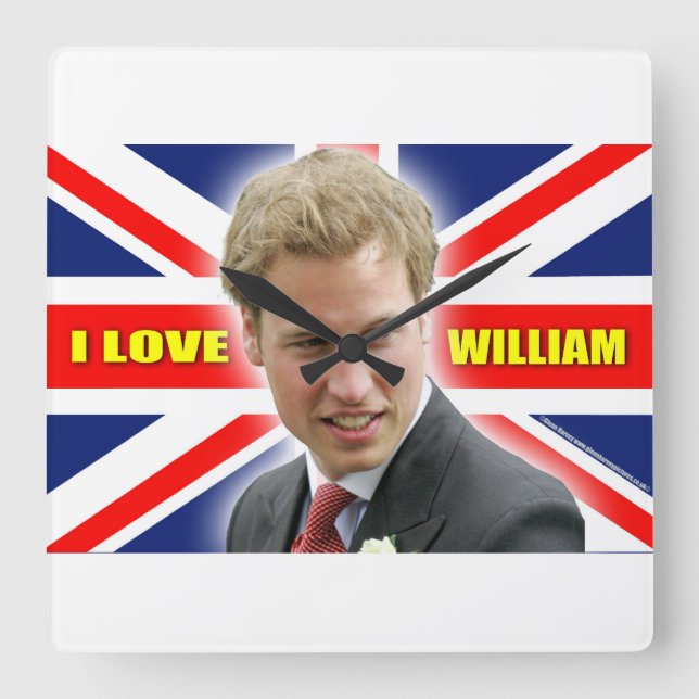 I Love William Square Wall Clock (Front)