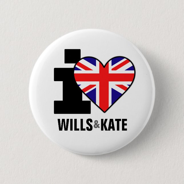 I Love Wills & Kate Button (Front)
