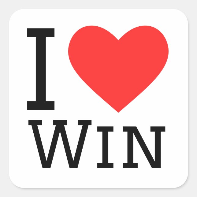 I love win square sticker (Front)
