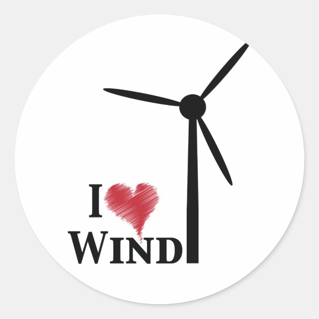 i love wind energy classic round sticker (Front)