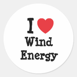 I love Wind Energy heart custom personalised Classic Round Sticker