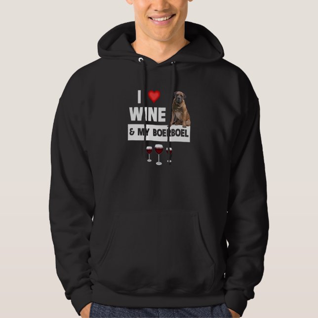 I Love Wine and My Boerboel Hunting Dog Mom Dad Dr Hoodie (Front)