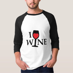 I love wine, I like wine with red heart T-Shirt