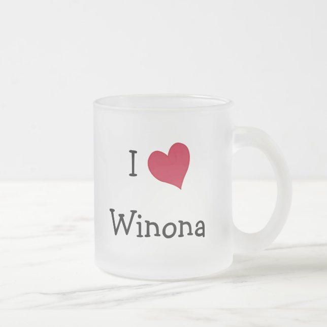 I Love Winona Frosted Glass Coffee Mug (Right)
