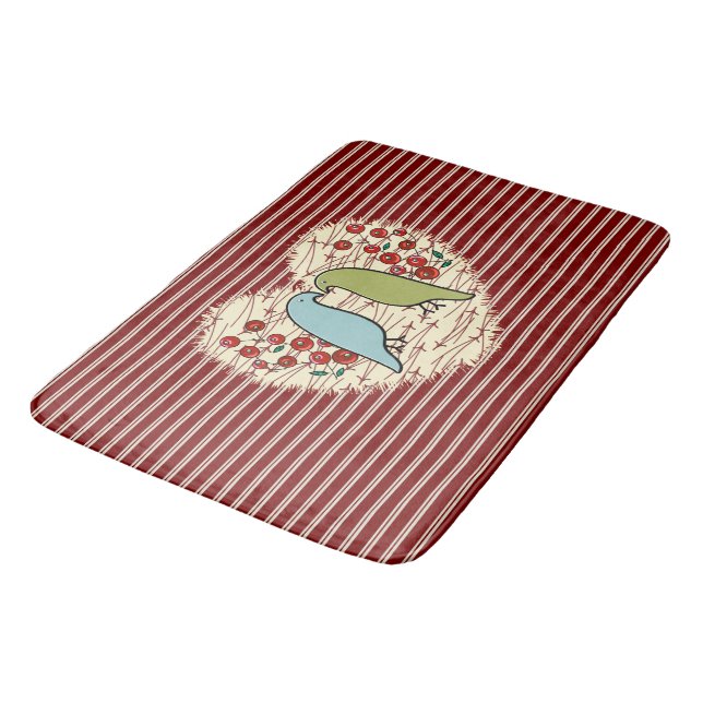 I Love Winter Birds and Berries Bath Mat (Angled)
