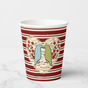 I Love Winter Birds and Berries v Paper Cups