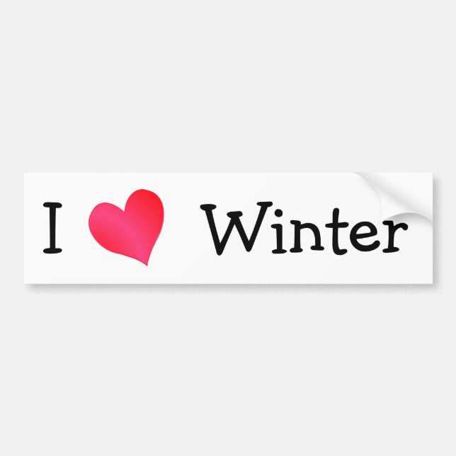 I Love Winter Bumper Sticker (Front)