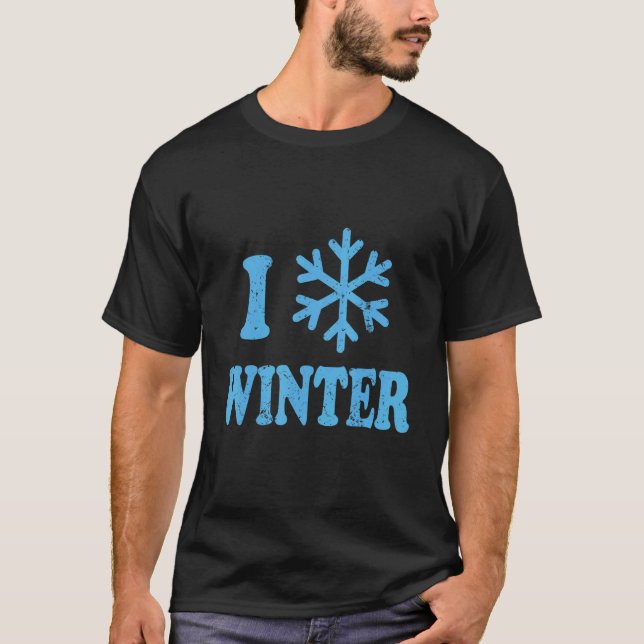 I Love Winter Snow Icicles Ice Flowers T-Shirt (Front)