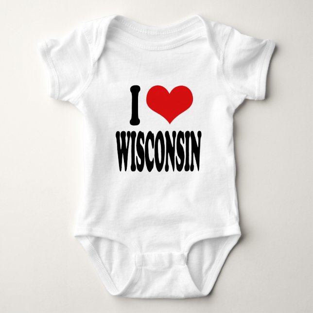 I Love Wisconsin Baby Bodysuit (Front)