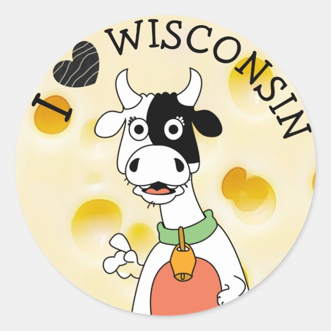I Love Wisconsin Swiss Cheese and Cow Stickers (Front)