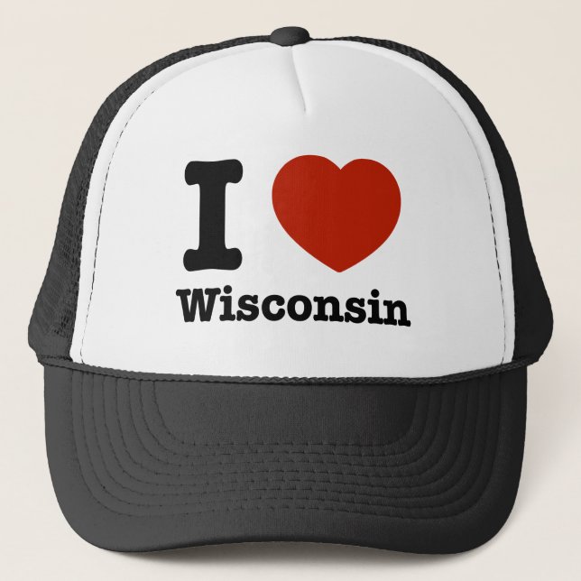 I Love Wisconsin Trucker Hat (Front)