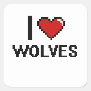 I love Wolves Digital Design Square Sticker
