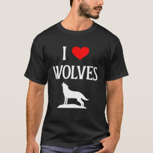 I Love Wolves I Heart Wolves Canidae Canine Gray W T-Shirt