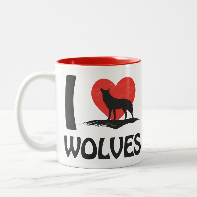 I love Wolves Two-Tone Coffee Mug (Left)