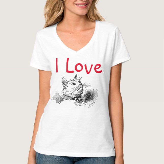 "I Love" Women's Hanes Nano V-Neck T-Shirt (Front)