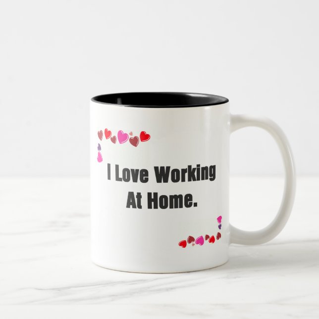 I love working at home hearts mugs (Right)