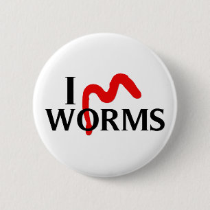 I Love Worms 6 Cm Round Badge
