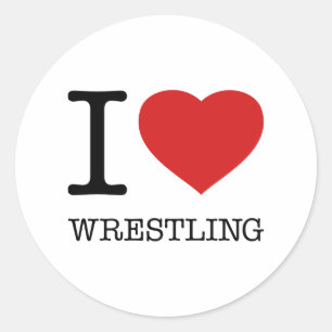 I LOVE WRESTLING CLASSIC ROUND STICKER