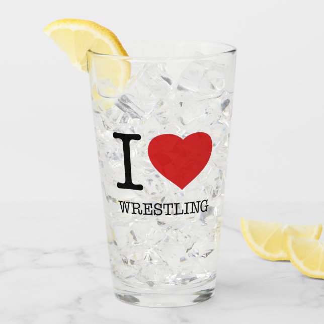 I LOVE WRESTLING GLASS (Front Ice)