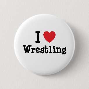I love Wrestling heart custom personalised 6 Cm Round Badge