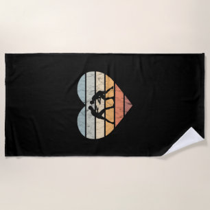 I Love Wrestling Retro Heart Beach Towel