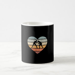 I Love Wrestling Retro Heart Coffee Mug
