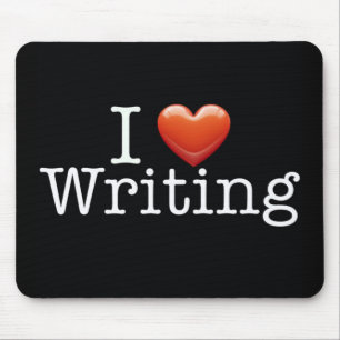 I Love Writing Black Mouse Pad