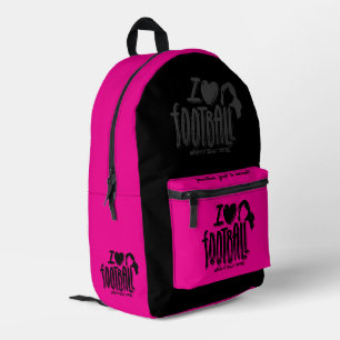 I Love WTF Pink Black Printed Backpack