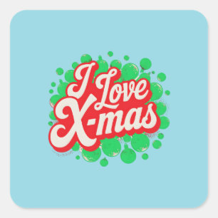 I Love X-Mas Digital Art Design Square Sticker