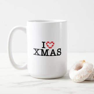 I Love Xmas Candy Cane Heart Coffee Mug