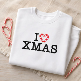 I Love Xmas Candy Cane Heart Sweatshirt