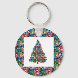 I LOVE XMAS : TREE jadded with PEARL JEWEL GEMS Key Ring