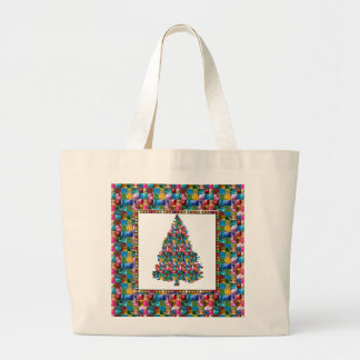 I LOVE XMAS : TREE jadded with PEARL JEWEL GEMS Large Tote Bag