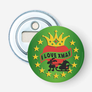 I LOVE Xmas + your background Bottle Opener