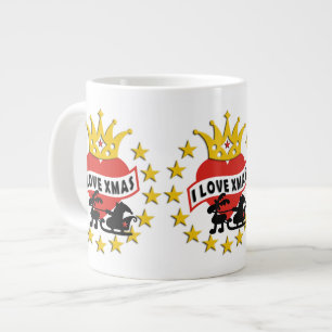I LOVE Xmas + your background Large Coffee Mug